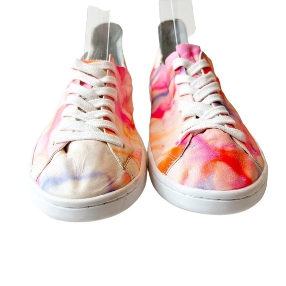 SCHUTZ Ofelia Tie-Dye Leather Sneakers Casual Size 7.5 - Picture 3 of 10